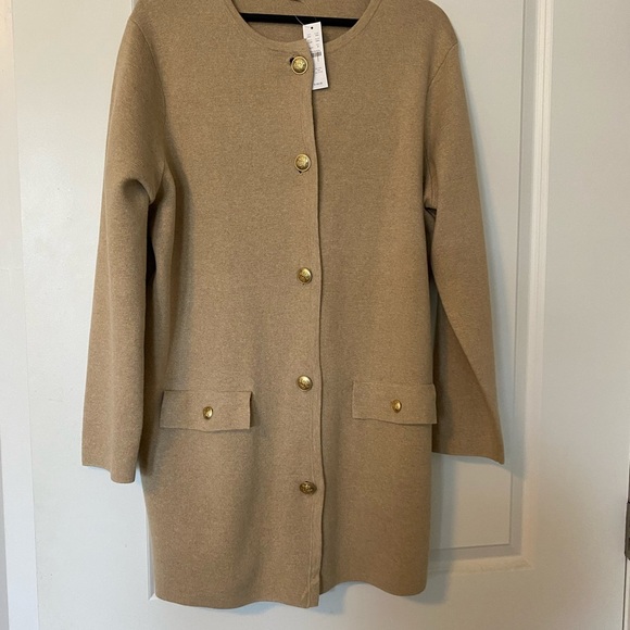 J. CREW Tan cardigan with Gold Buttons - Picture 1 of 5